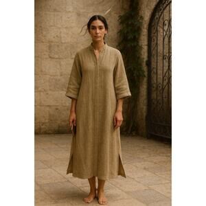 J. Peterman Hand-Loomed Textured Cotton Duster Tunic Dress Size Large